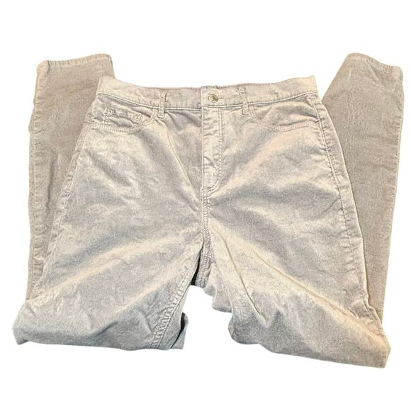 LOFT Gray Corduroy Pants 12 31 Mid Rise Stretch Soft Classic Casual Fall - Picture 1 of 7